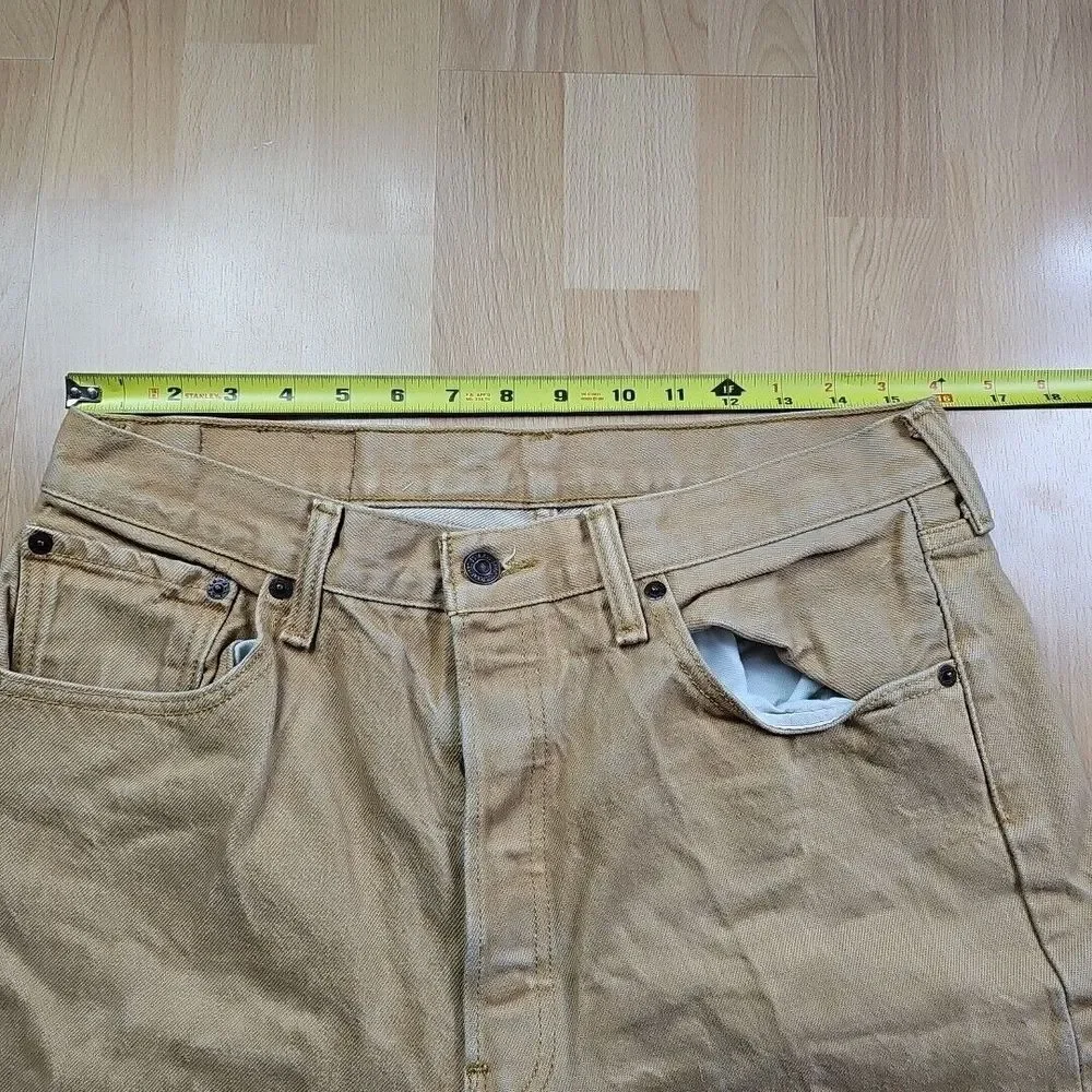 Vintage Levis 501 Jeans Mens 34x30 Tan Denim Button Fly Straight Brown Pants‎